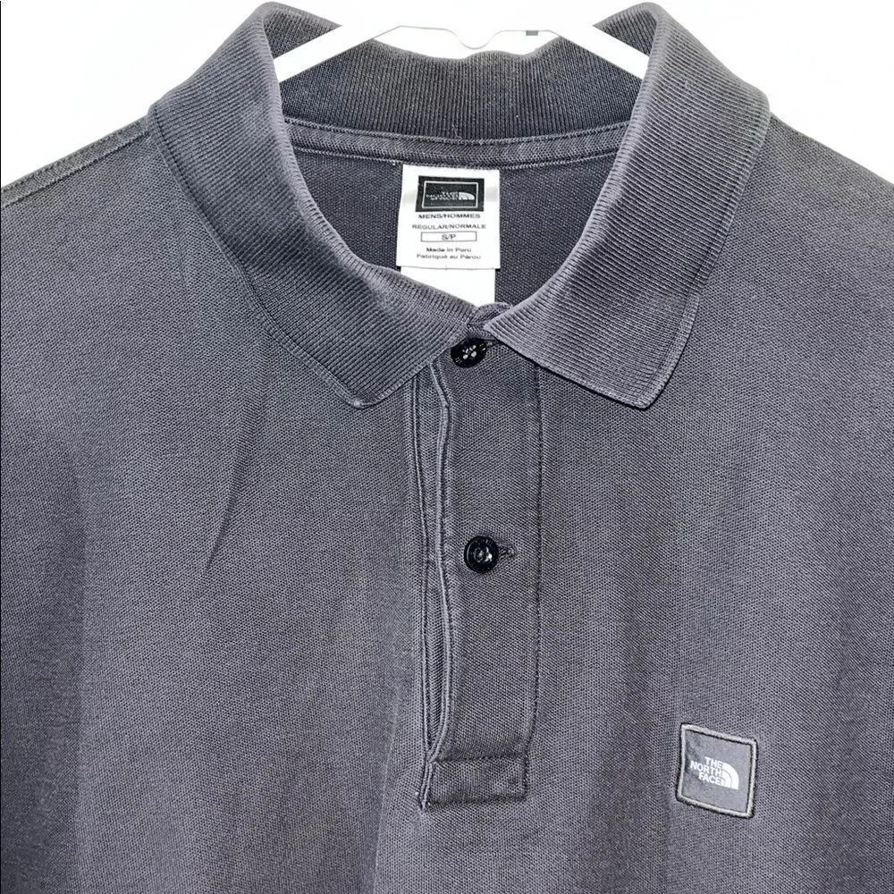Used worn Solid Black North Face Cotton pique golf tennis hiking trail shirt S/P